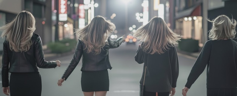 髪小舞プレックスは美容室施術に必須アイテム。使用したブリーチカラーの女性４人」