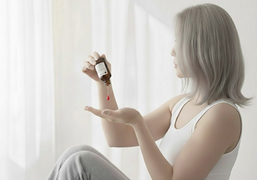 ボタニカルヘアオイルのPROILを使用する女性